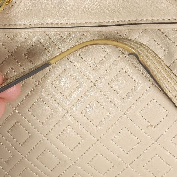 TORY BURCH Light Oak Fleming Diamond Quilted Small Gold Chain Tote Purse Bag - Picture 12 of 16